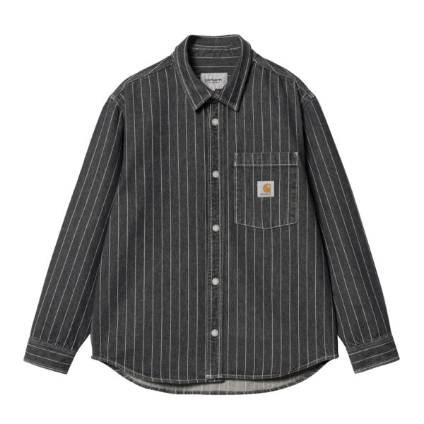 Рубашка джинсовая мужской Carhartt WIP (ORLEAN STRIPE, BLACK/ WHITE (STONE WASHED)) I033009
